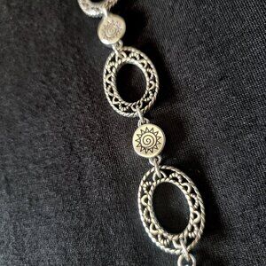 Brighton Black Antiqued Link Bracelet with Sunburst & Rhinestone Accents - 7"